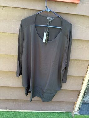 NWT D2 Christine Alexander Black Tunic Top 3X Plus Size Stretch Knit